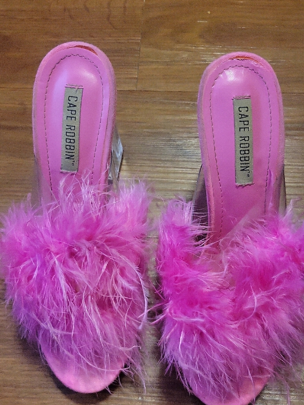Cape Robbin Hot Pink Feather Slide Mules
